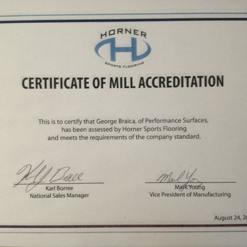 Gym Floor Certification - Horner Flooring