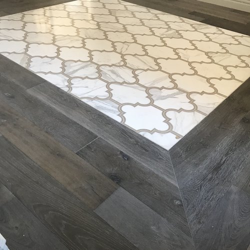 Flooring Border with Tile Inlay at Artisan Wood Floor in Phoenix, AZ