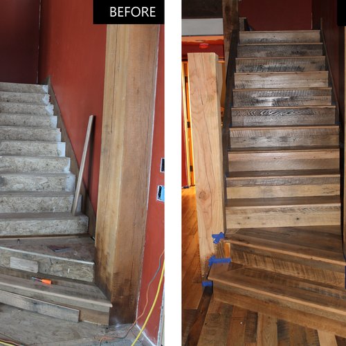 Reclaimed wood stairs in Phoenix, AZ at Artisan Wood Floor