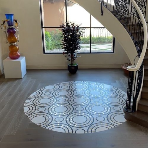 Circle Tile Inlay - Fratantoni Interior Design constructed by Casa de Vis at Artisan Wood Floor in Phoenix, AZ